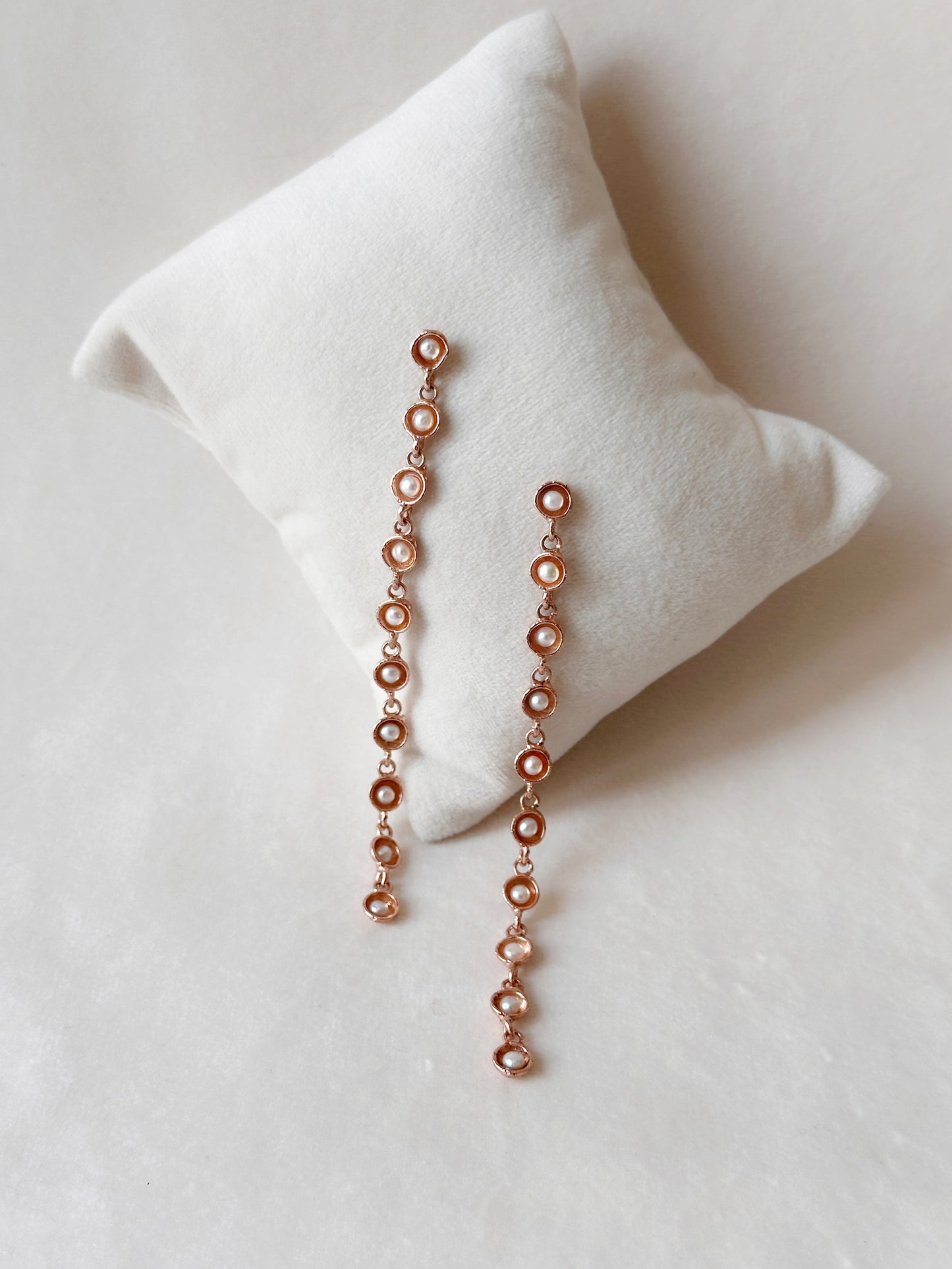 Pearl Cup Cascade Danglers Rose Gold
