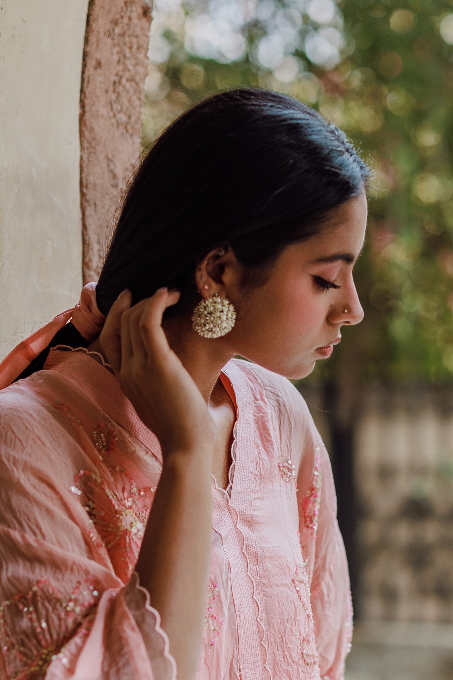 Springtime Sunshine Pearl Studs - Silver