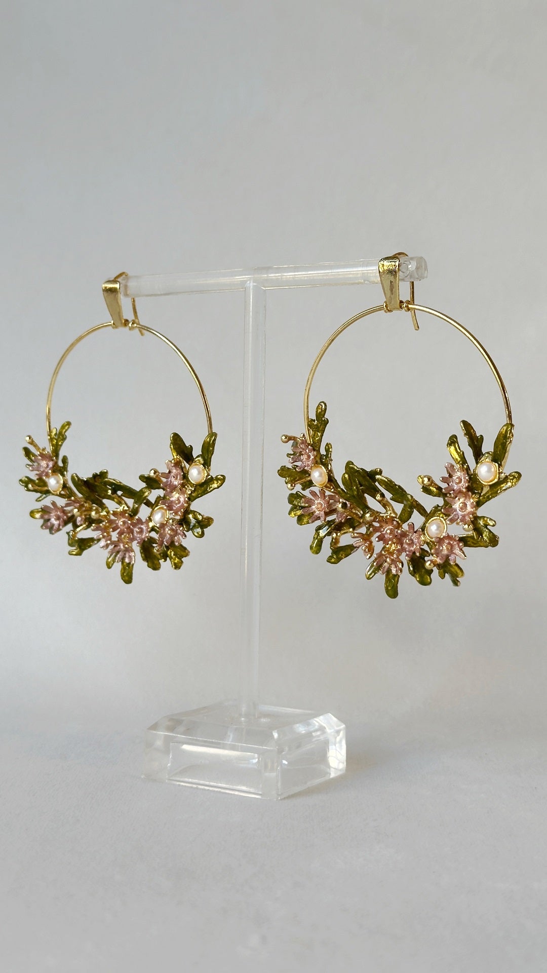 Blooming crescent chandbali earrings - Pastel Garden