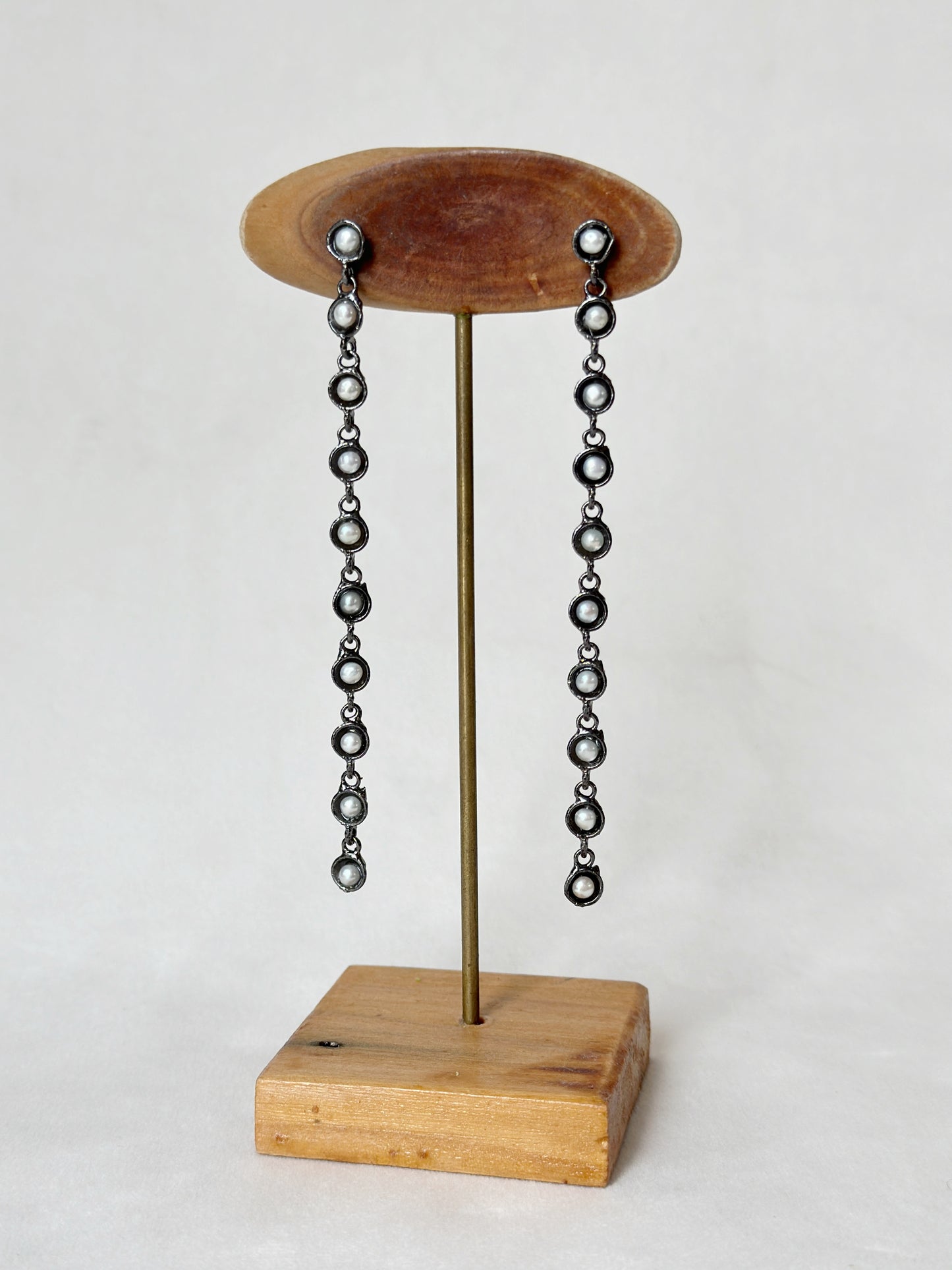 Pearl Cup Cascade Danglers Black