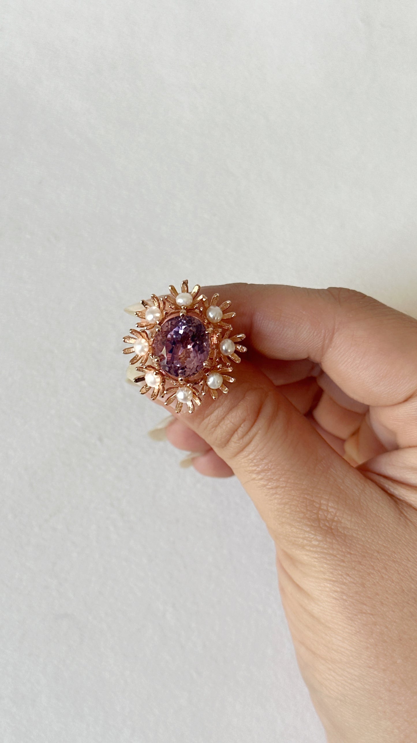 Blooming Wreath Amethyst Pearl Ring