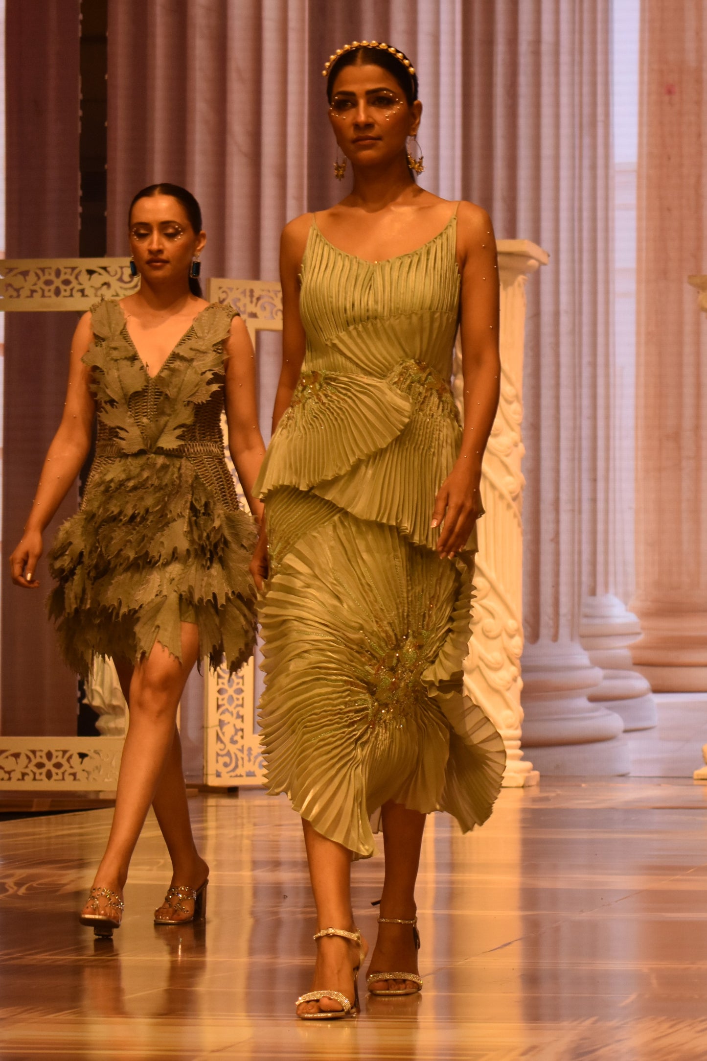 Blooming crescent chandbali earrings - Forget me not blue