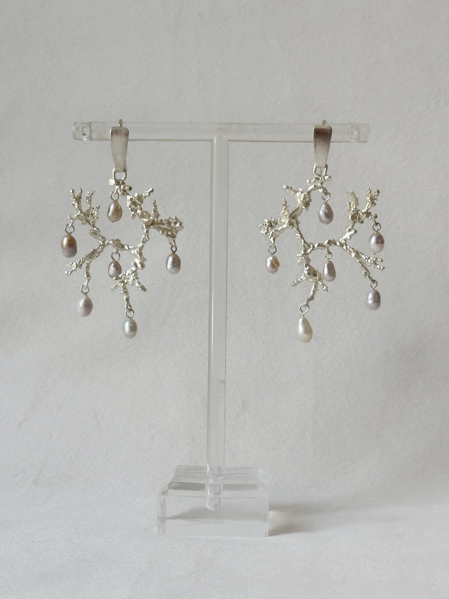 Untamed pearl drops chandelier earrings silver