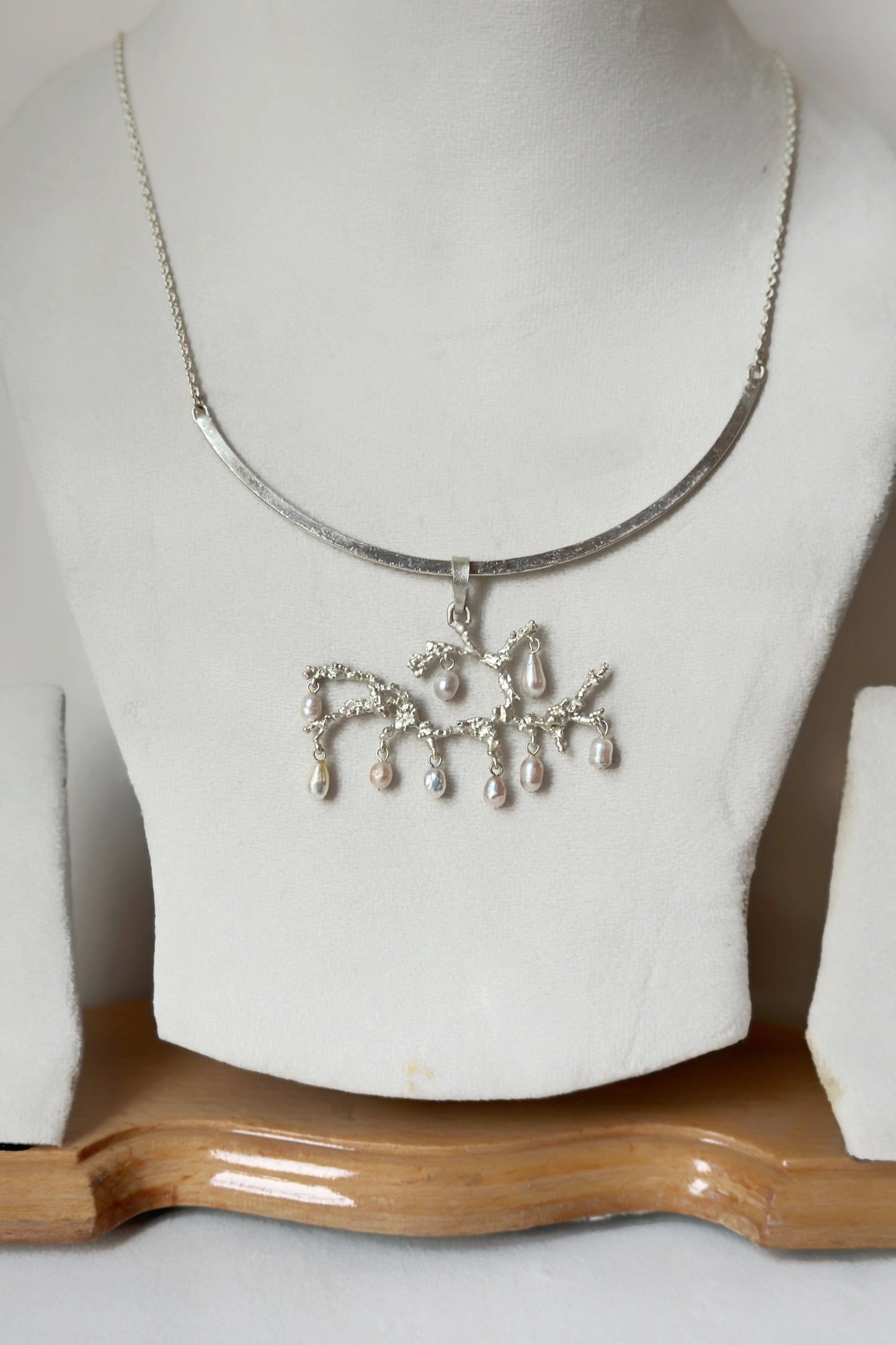 Untamed pearl drops chandelier pendant silver