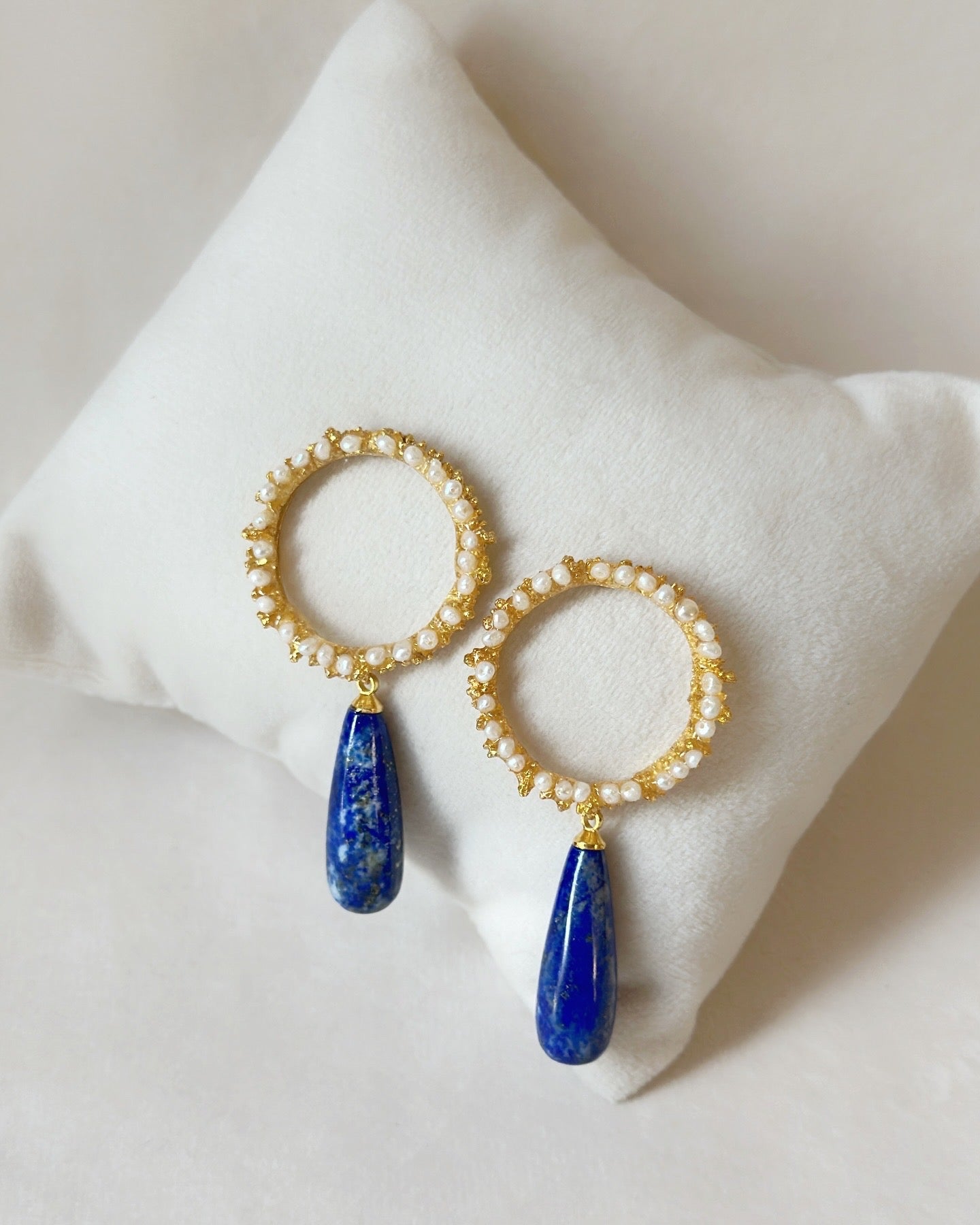 Candy drop danglers with Lapis Lazuli and Freshwater pearls