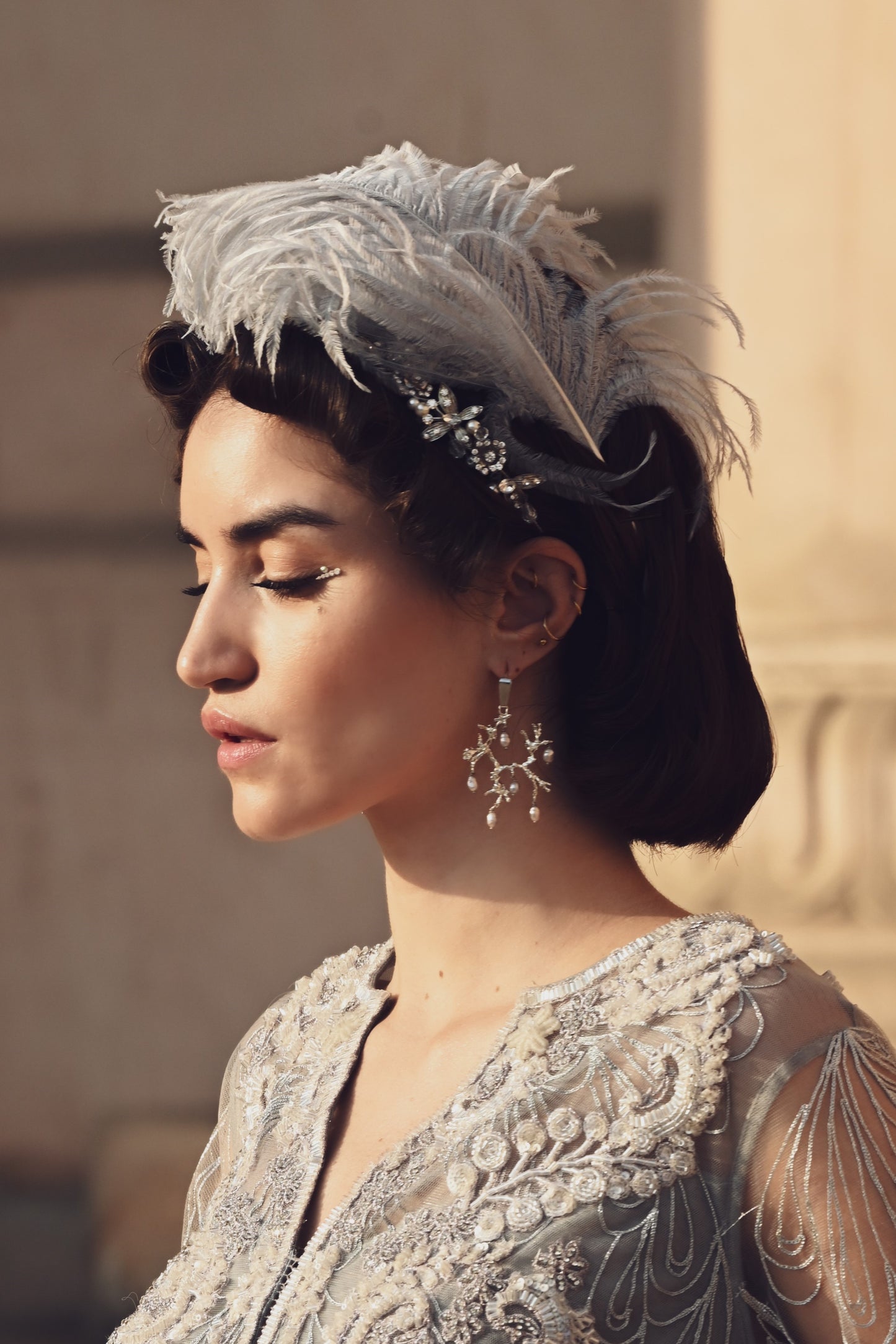 Untamed pearl drops chandelier earrings silver