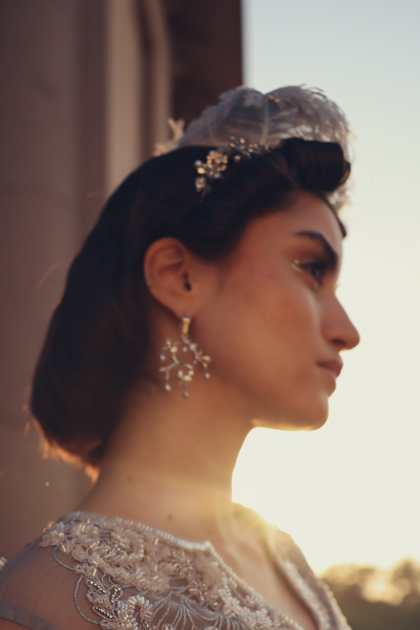 Untamed pearl drops chandelier earrings silver