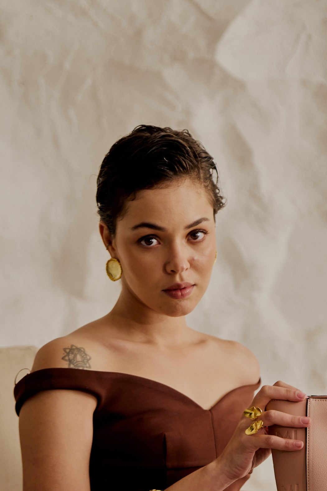 Crater Earrings Gold