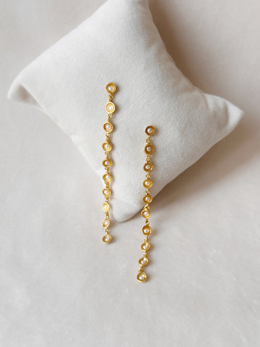 Pearl Cup Cascade Danglers Gold