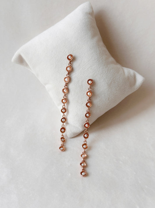 Pearl Cup Cascade Danglers Rose Gold