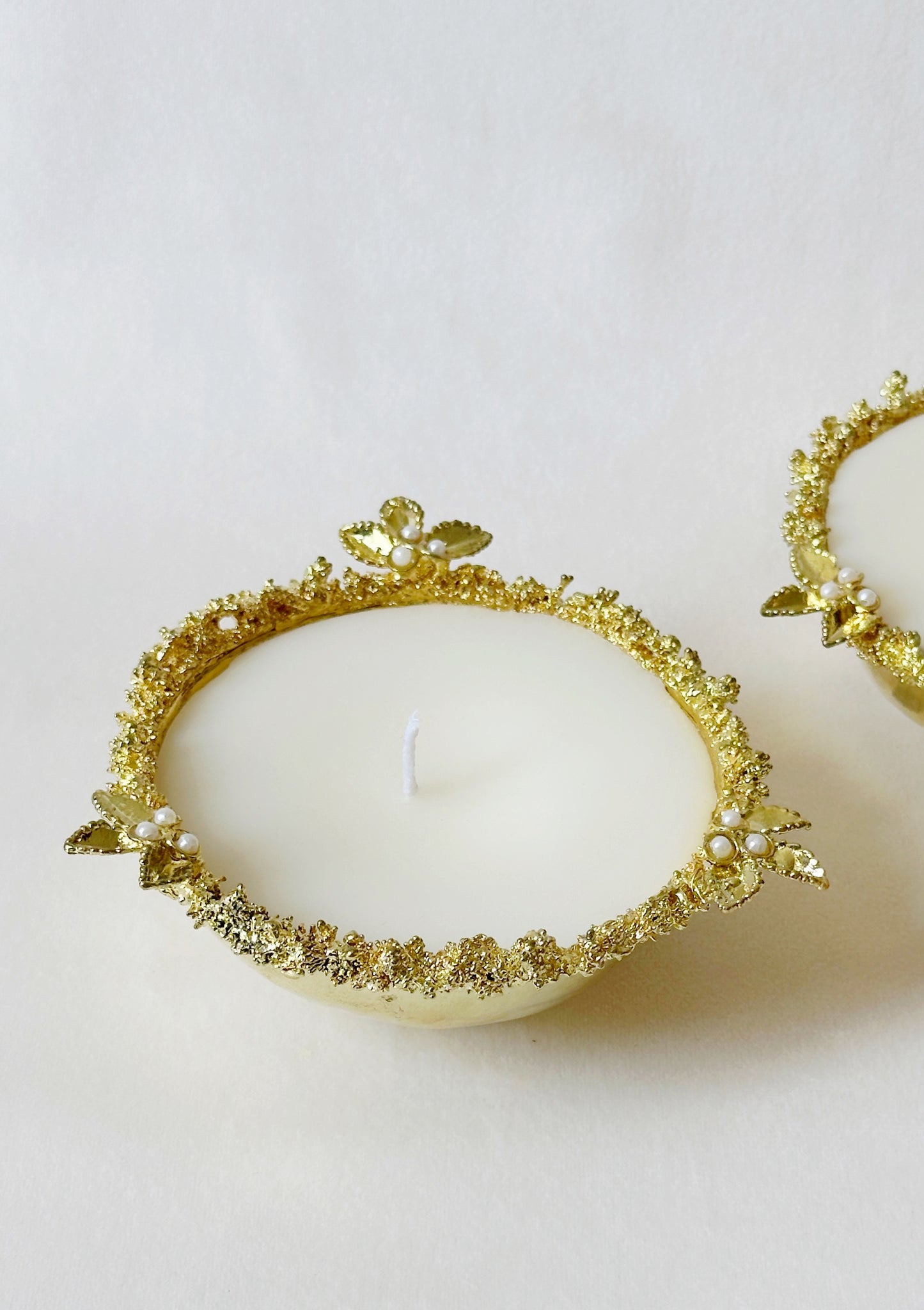 Brass Crater Diya with pearls