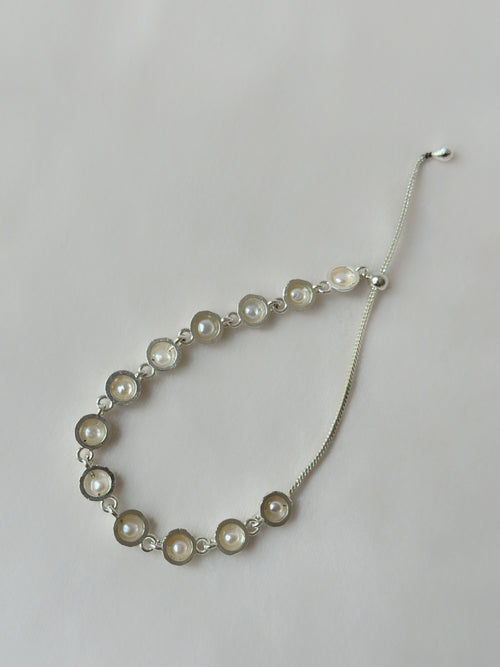Pearl Cup Cascade bracelet Silver