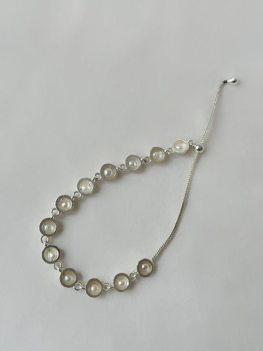 Pearl Cup Cascade bracelet Silver