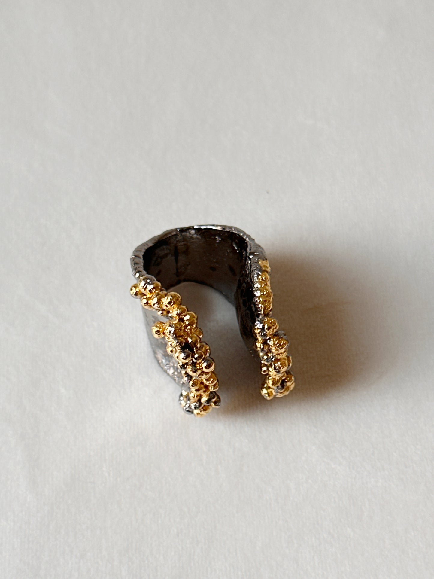 Two tone Bubbly Open Ring Black Gold
