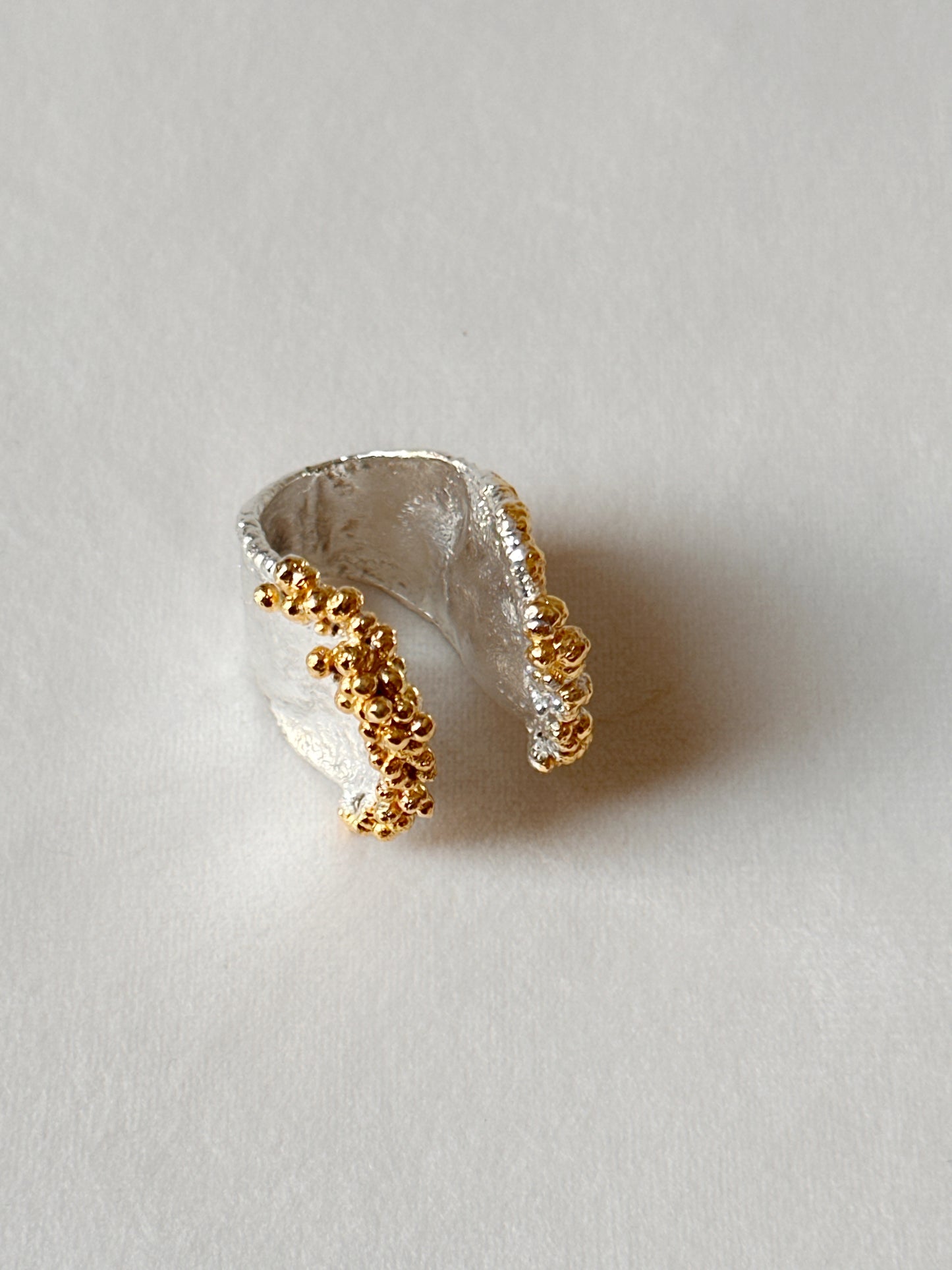 Two tone Bubbly Open Ring Silver Gold