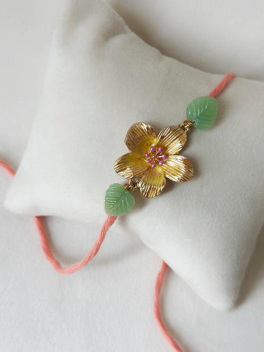 Floral Rakhi Large Rose gold and pink