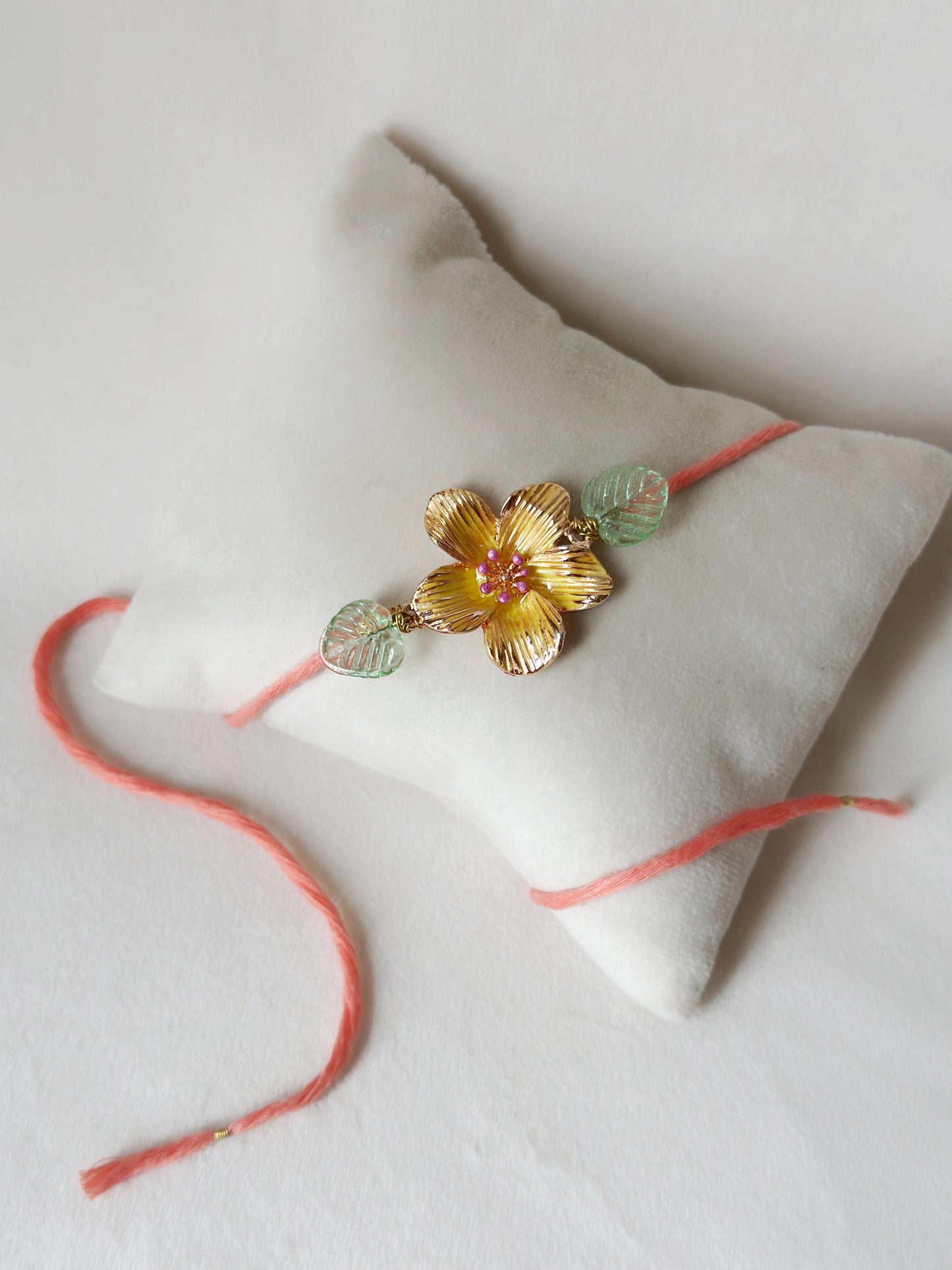 Floral Rakhi Large Rose gold and pink