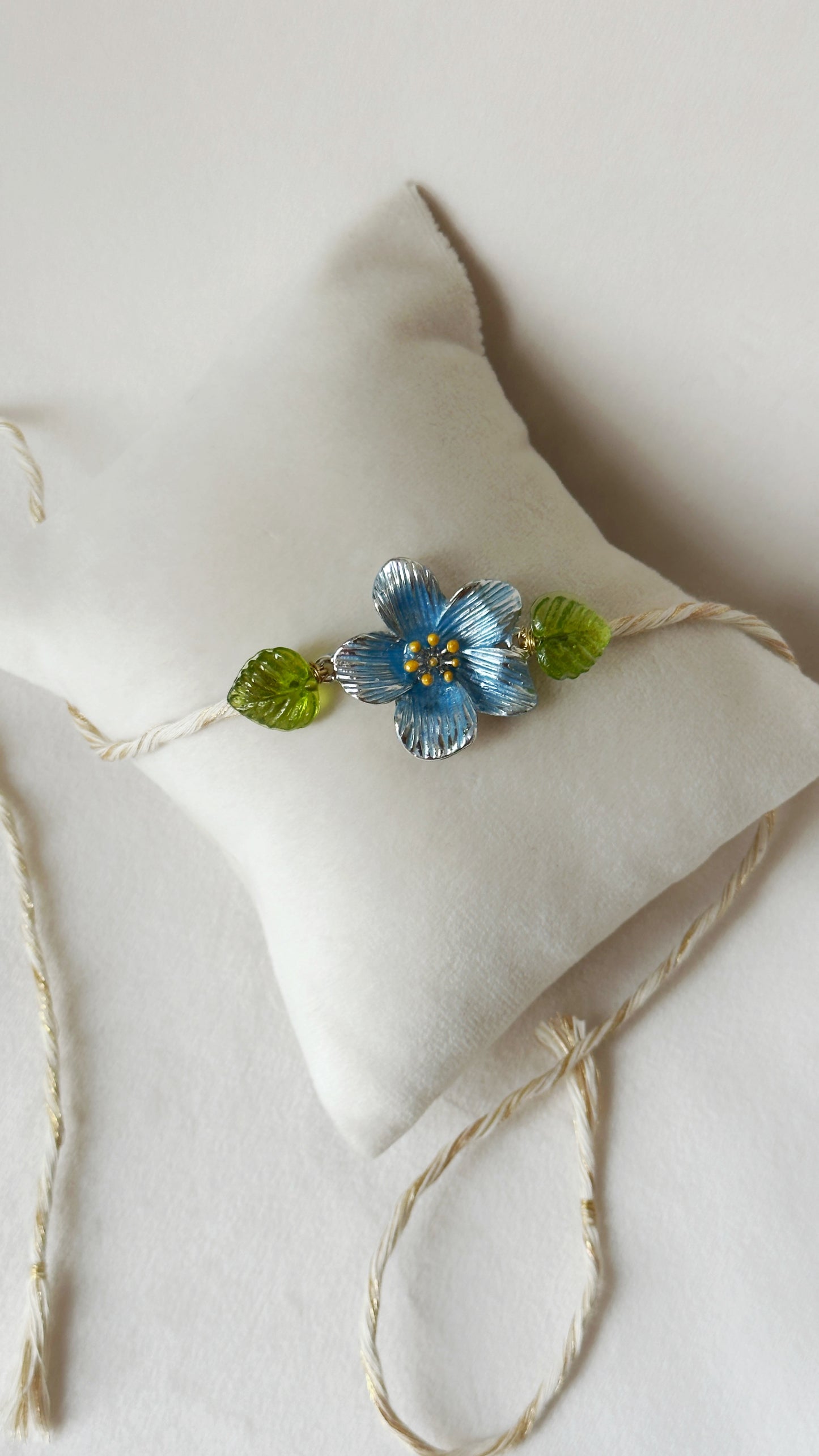 Floral Rakhi Large Silver and blue