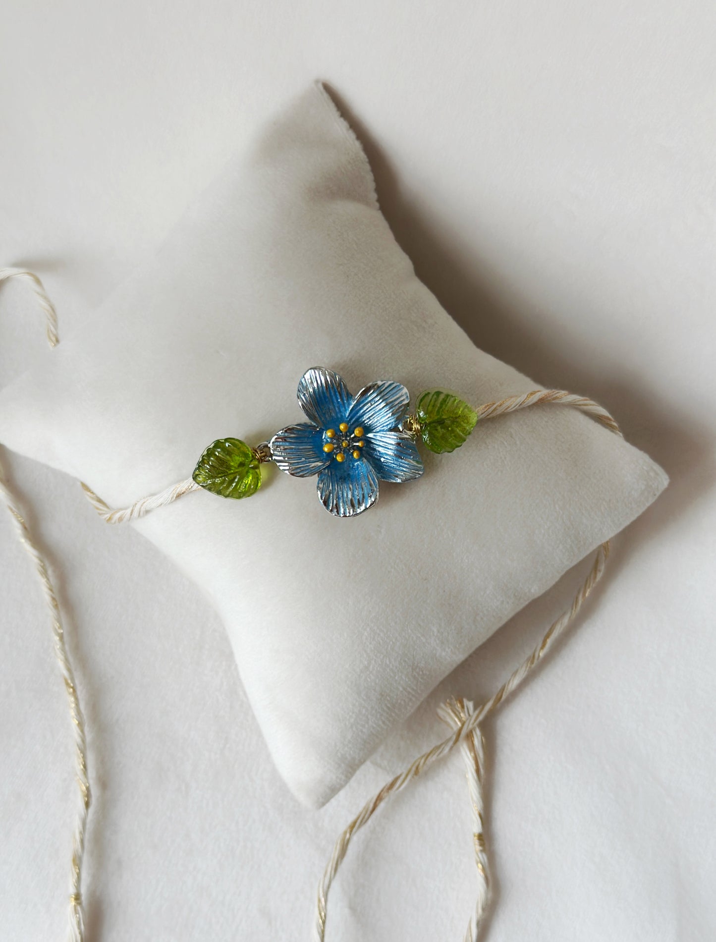 Floral Rakhi Large Silver and blue