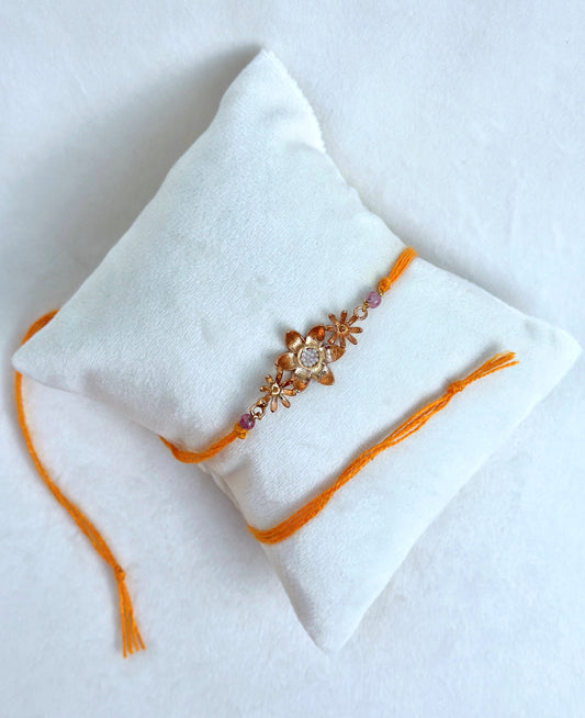 Blooming Rakhi Rose Gold and Saffron