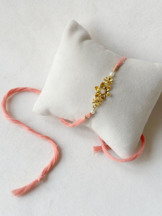 Blooming Rakhi Gold and Pink