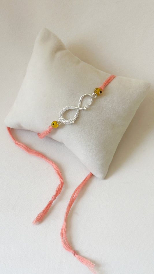 Infinity Rakhi Silver and Pink