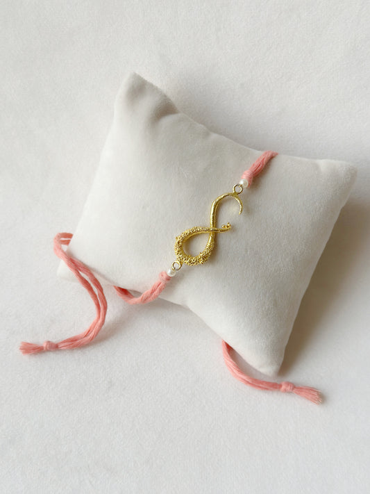 Infinity Rakhi Gold and Pink