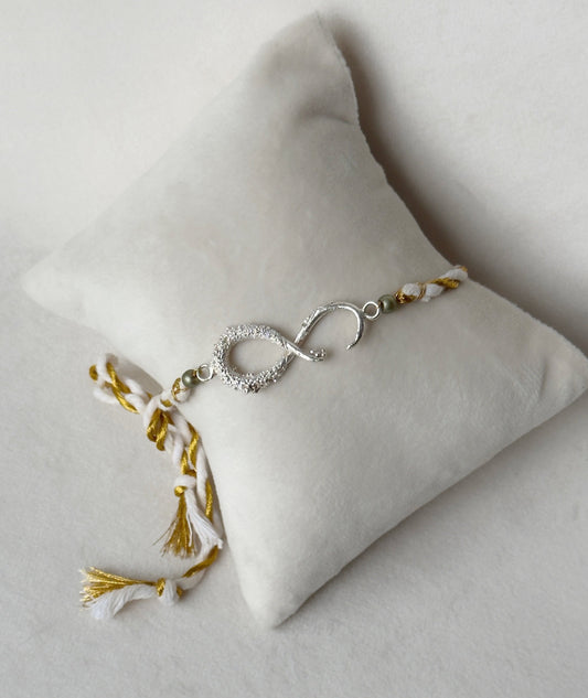 Infinity Rakhi Silver and White