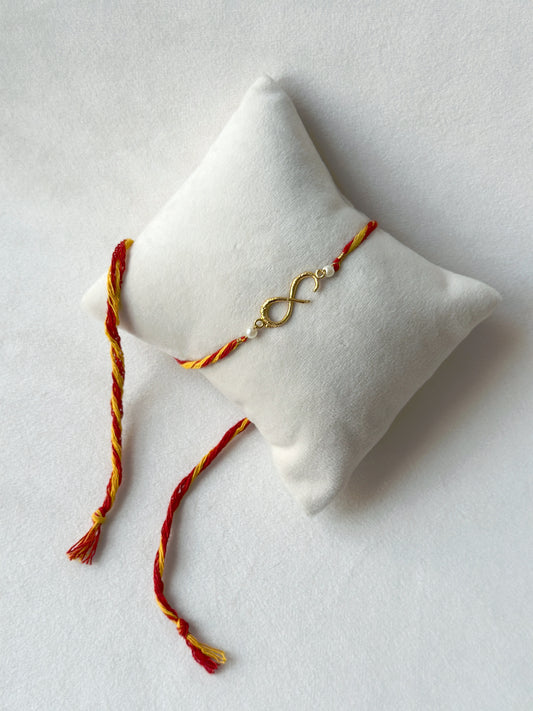 Small Infinity Rakhi Gold and Red