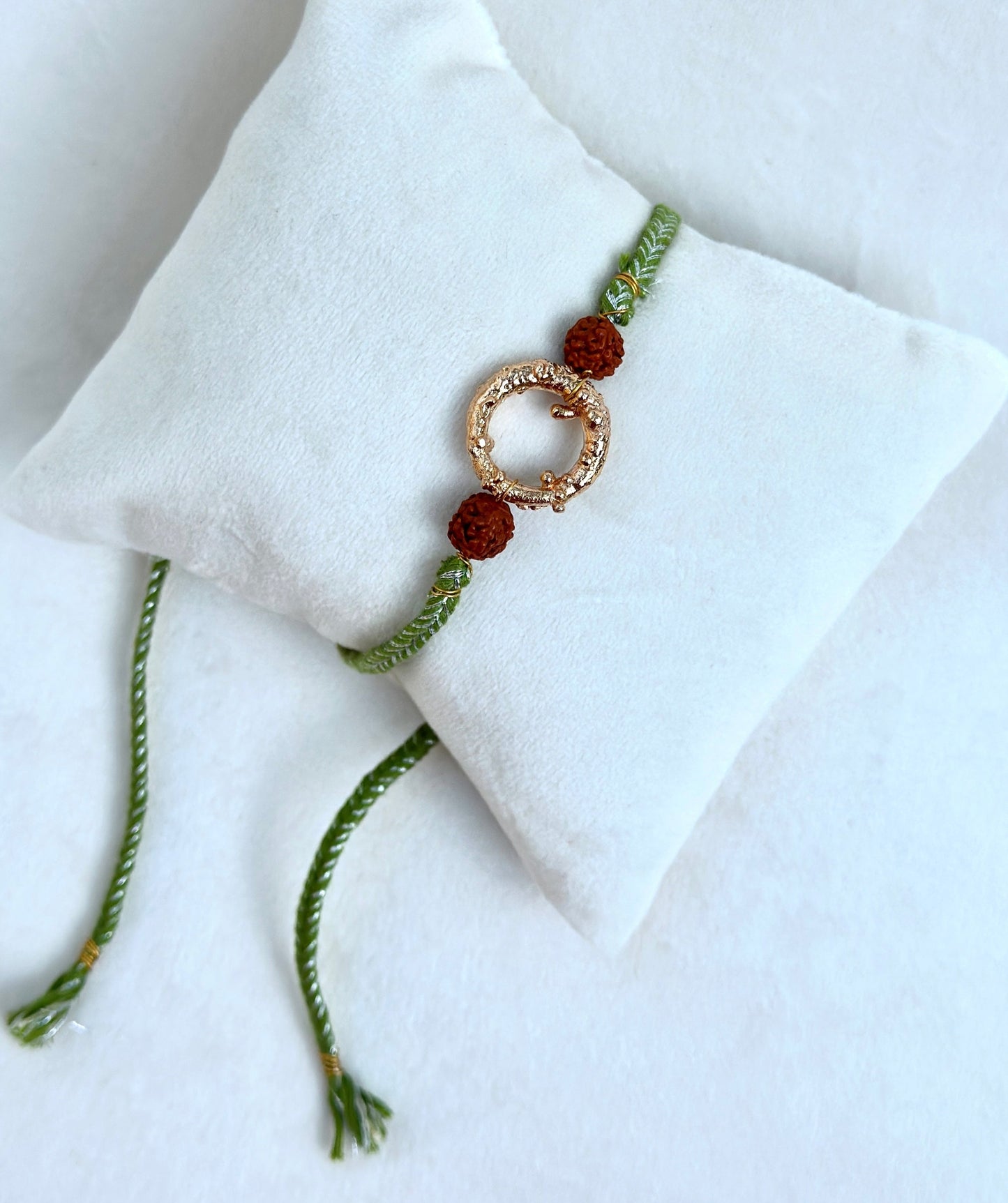 Mudra Rakhi Rose Gold and Green