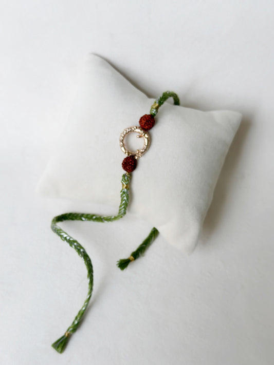 Mudra Rakhi Rose Gold and Green