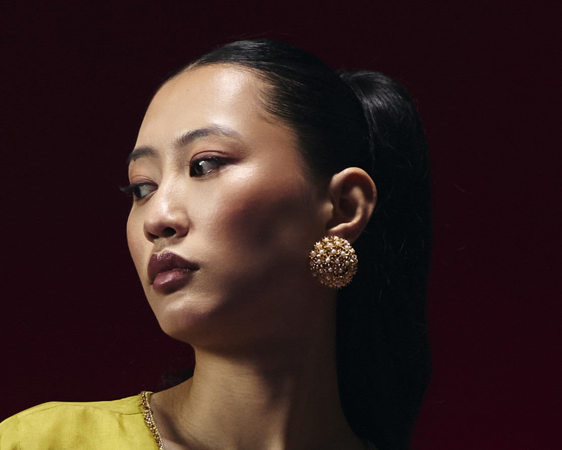 Springtime Sunshine Pearl Studs - Gold