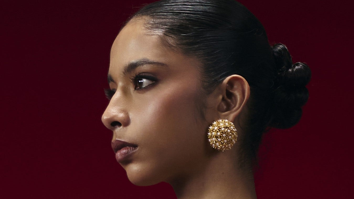 Springtime Sunshine Pearl Studs - Gold