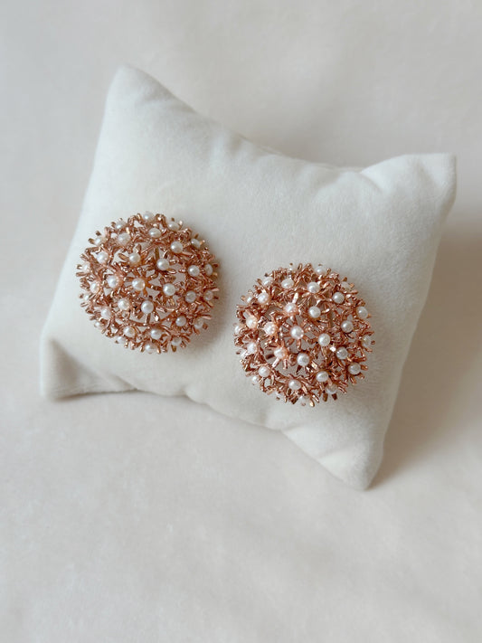 Springtime Sunshine Pearl Studs - Rose Gold
