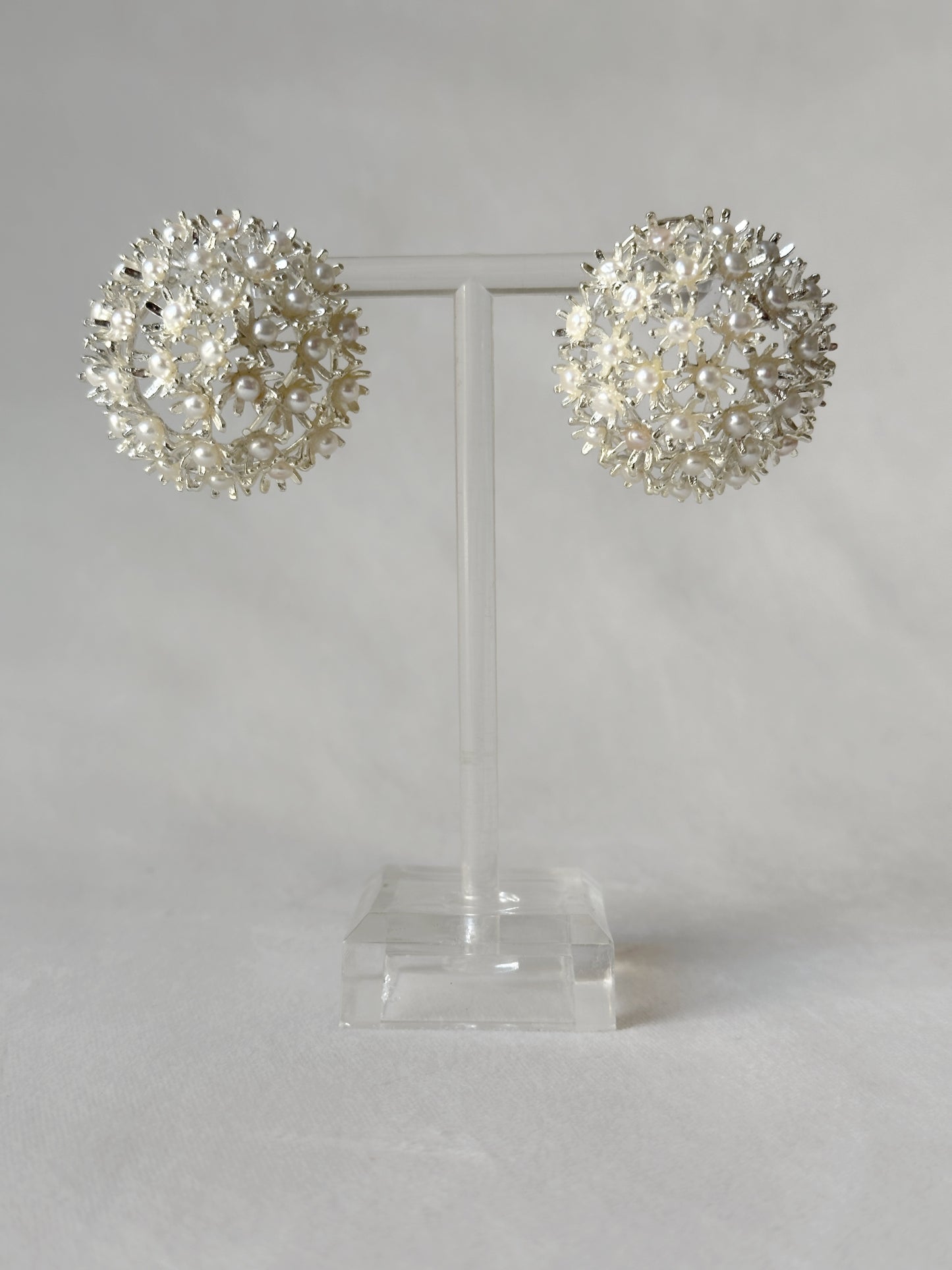 Springtime Sunshine Pearl Studs - Silver