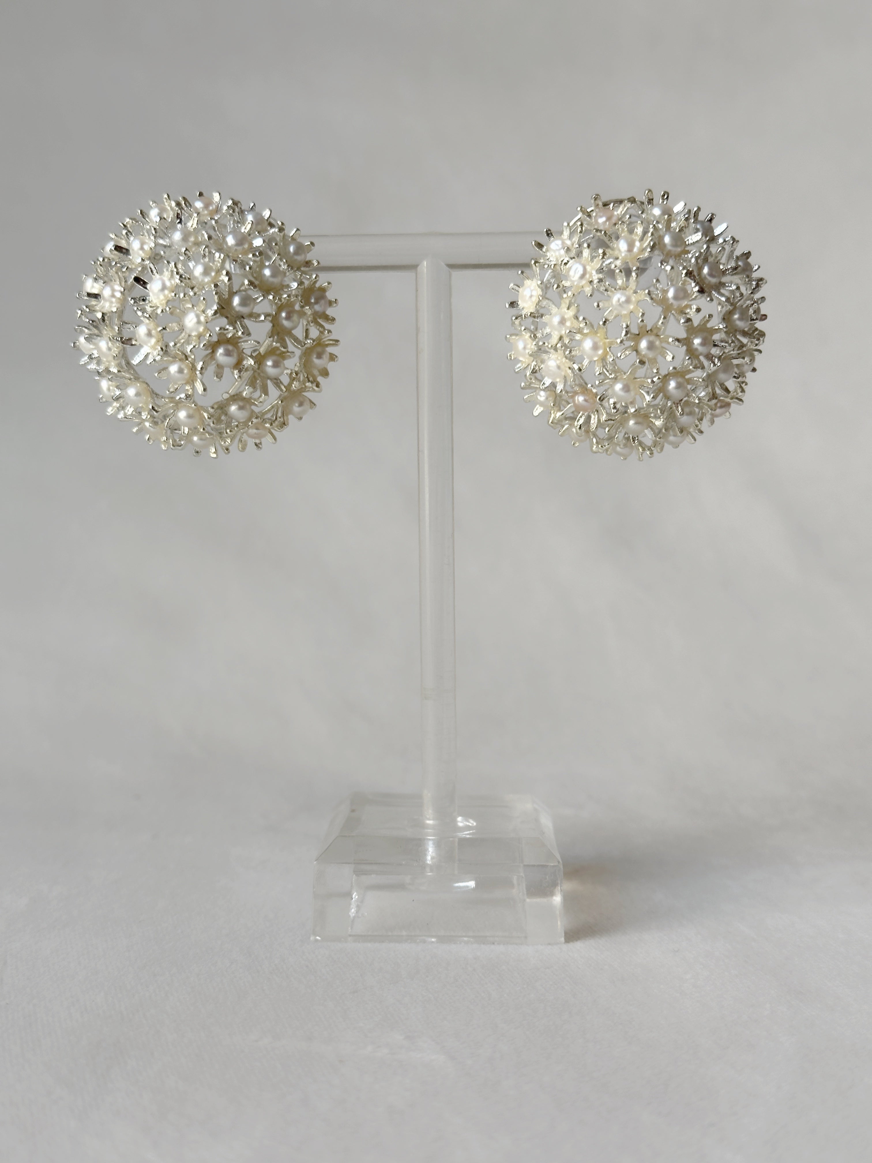 Springtime Sunshine Pearl Studs - Silver