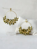 Blooming crescent chandbali earrings - Forget me not blue