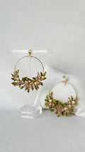 Blooming crescent chandbali earrings - Pastel Garden