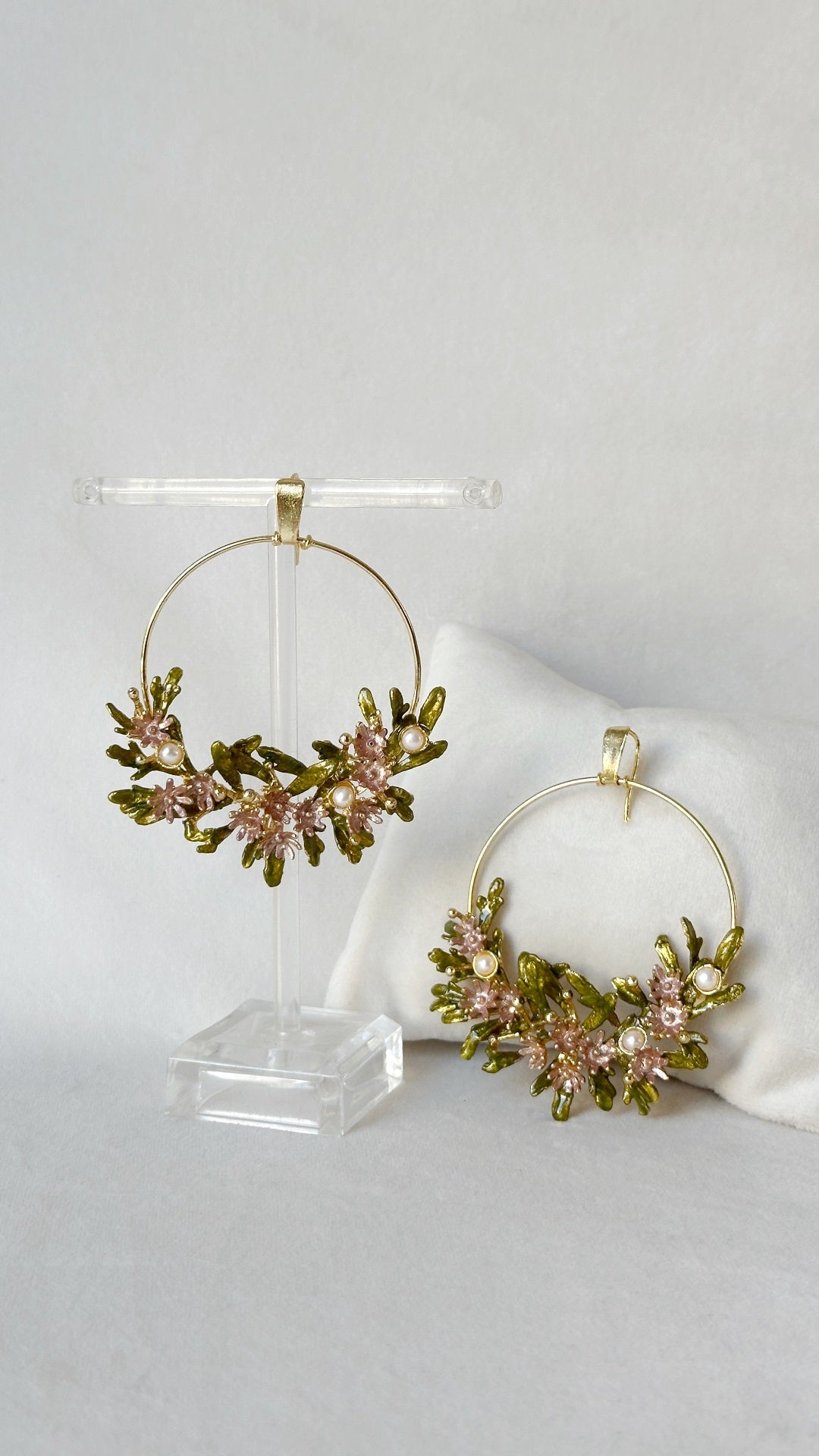 Blooming crescent chandbali earrings - Pastel Garden