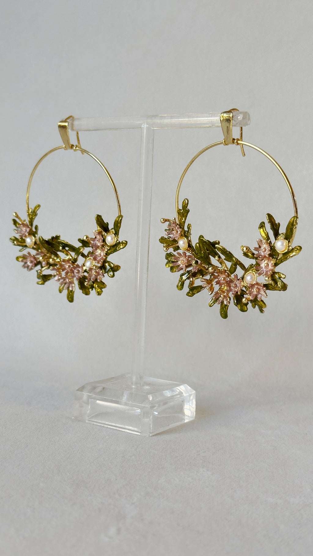 Blooming crescent chandbali earrings - Pastel Garden