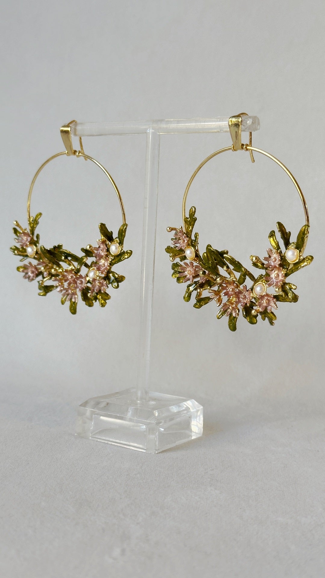 Blooming crescent chandbali earrings - Pastel Garden