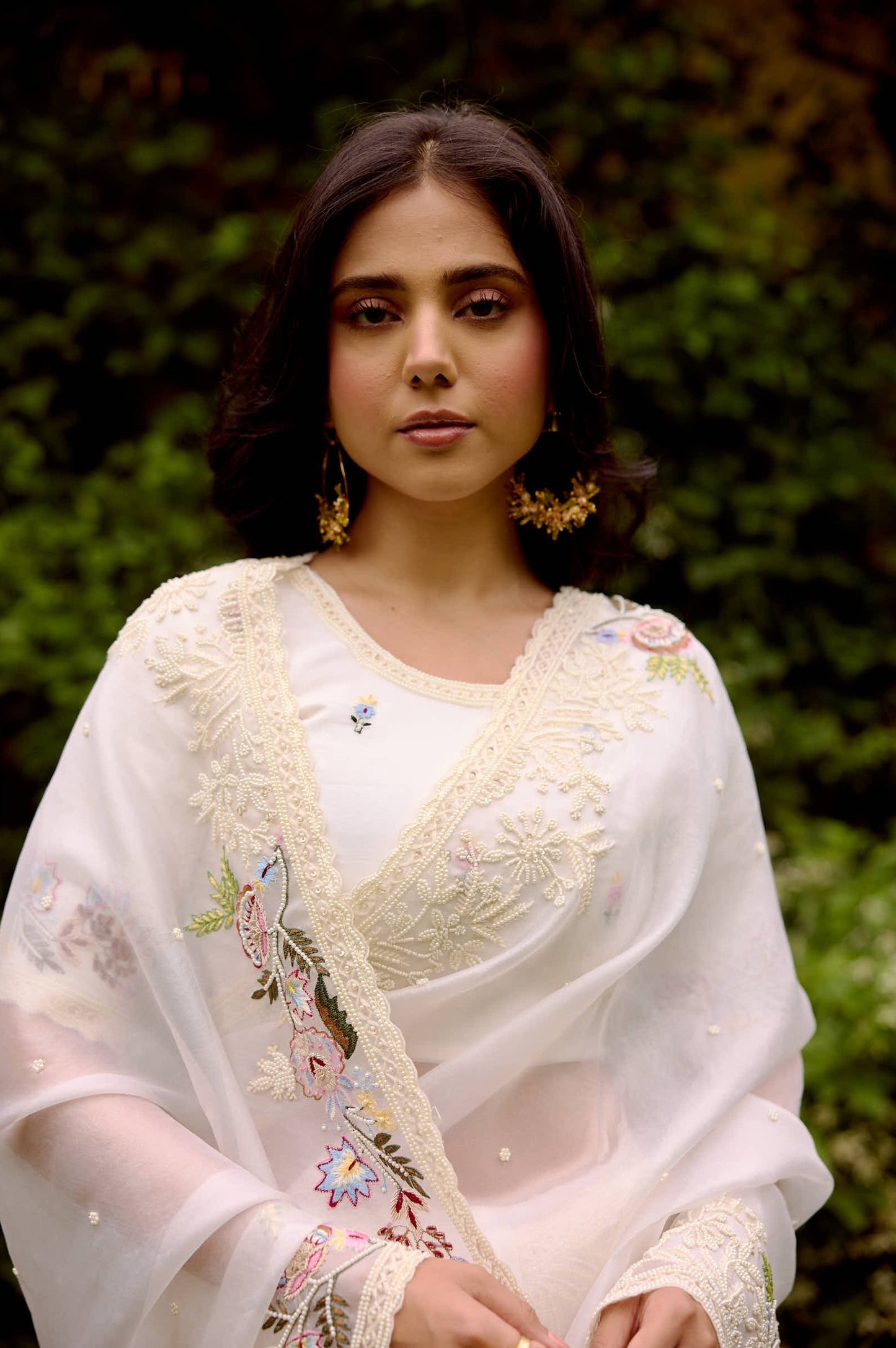 Blooming crescent chandbali earrings - Pastel Garden