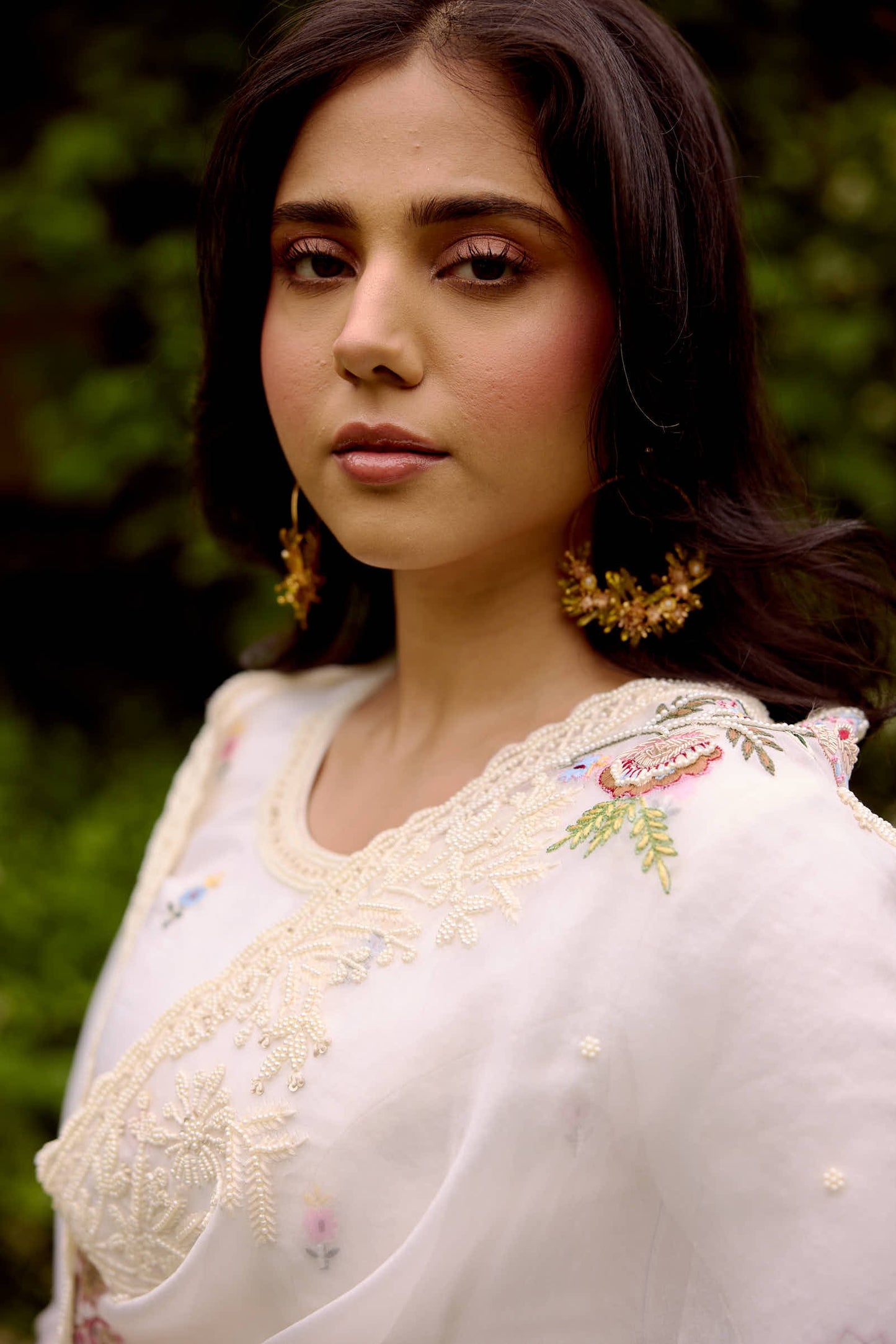 Blooming crescent chandbali earrings - Pastel Garden