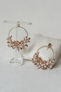 Blooming crescent chandbali earrings - Rose Gold