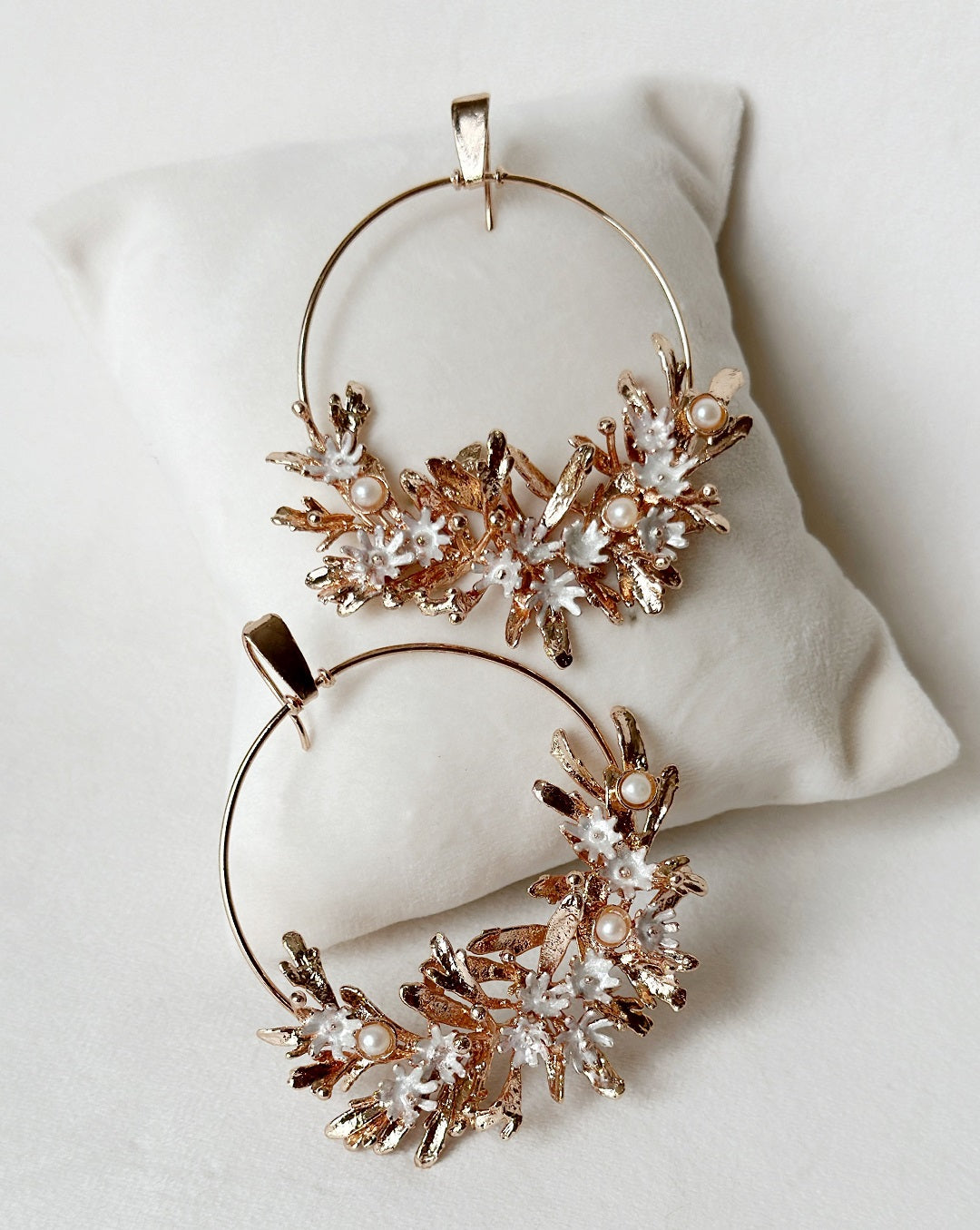 Blooming crescent chandbali earrings - Rose Gold