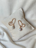 Wings of Spring Wireframe Butterfly Pearl Drop Studs - Rose gold