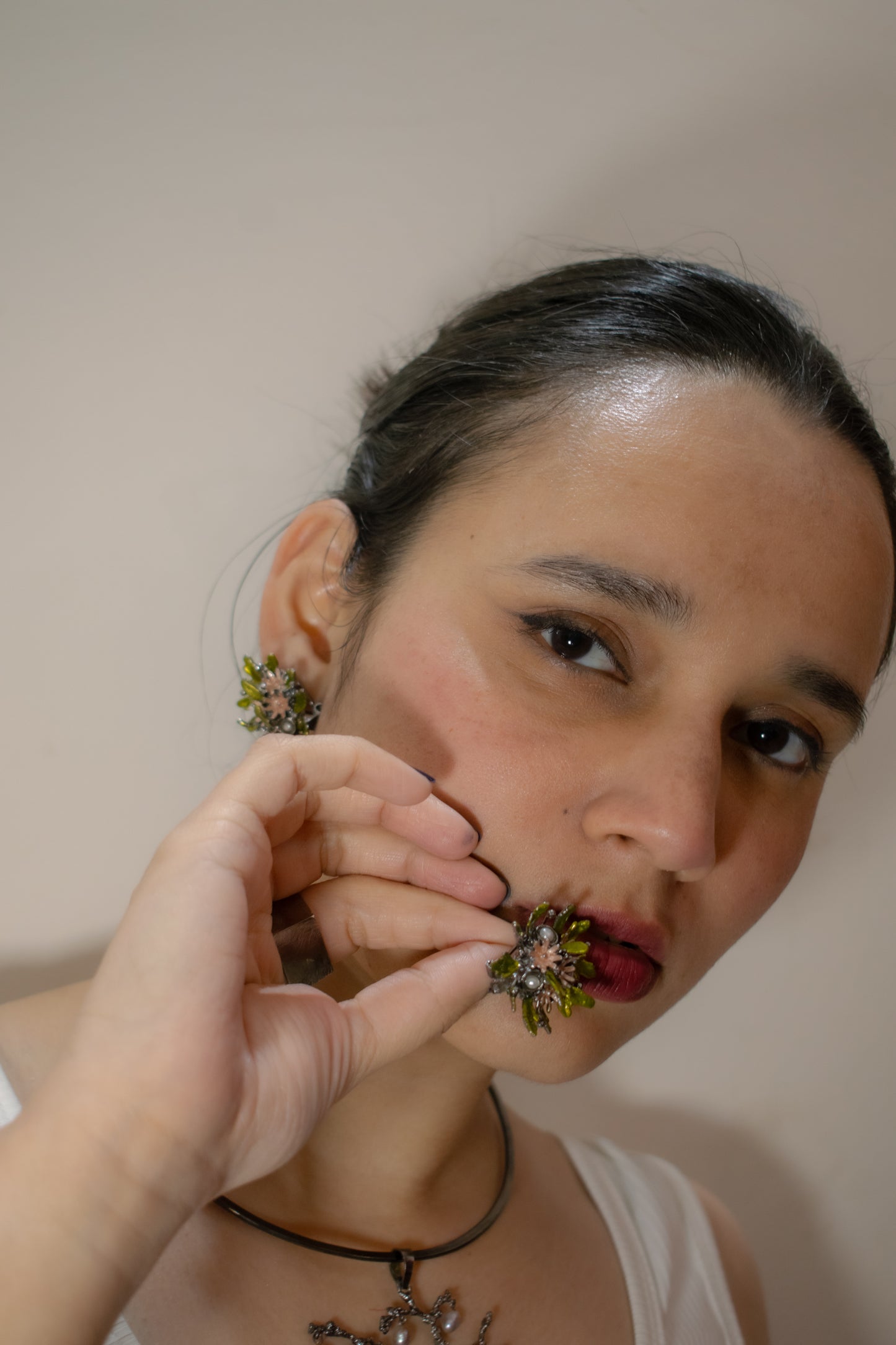 Wild Flower Bouquet Studs Black