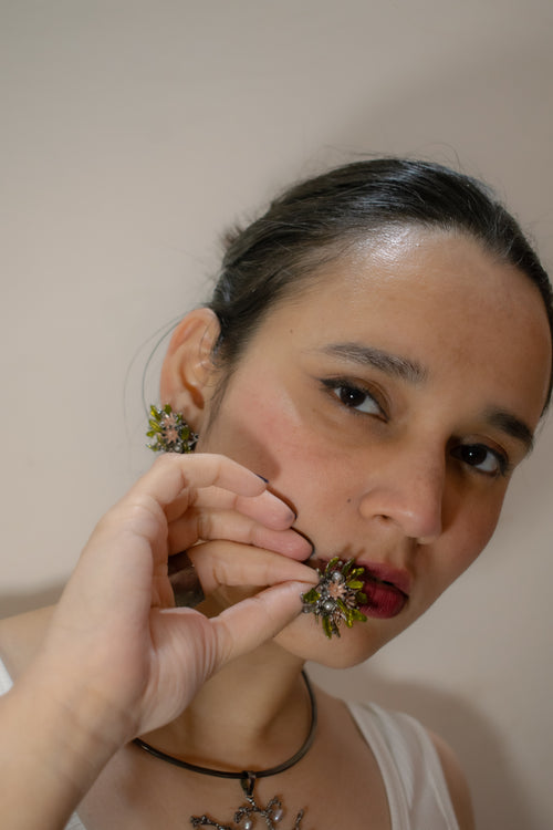 Wild Flower Bouquet Studs Black