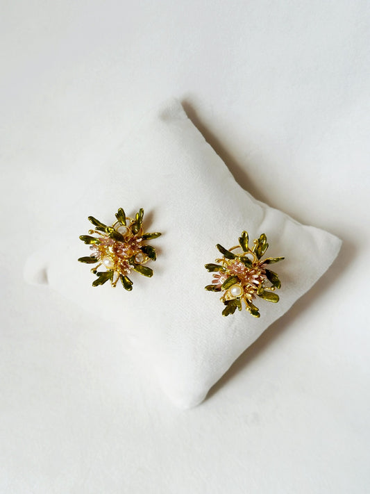 Wild Flower Bouquet Studs - Pastel Pink