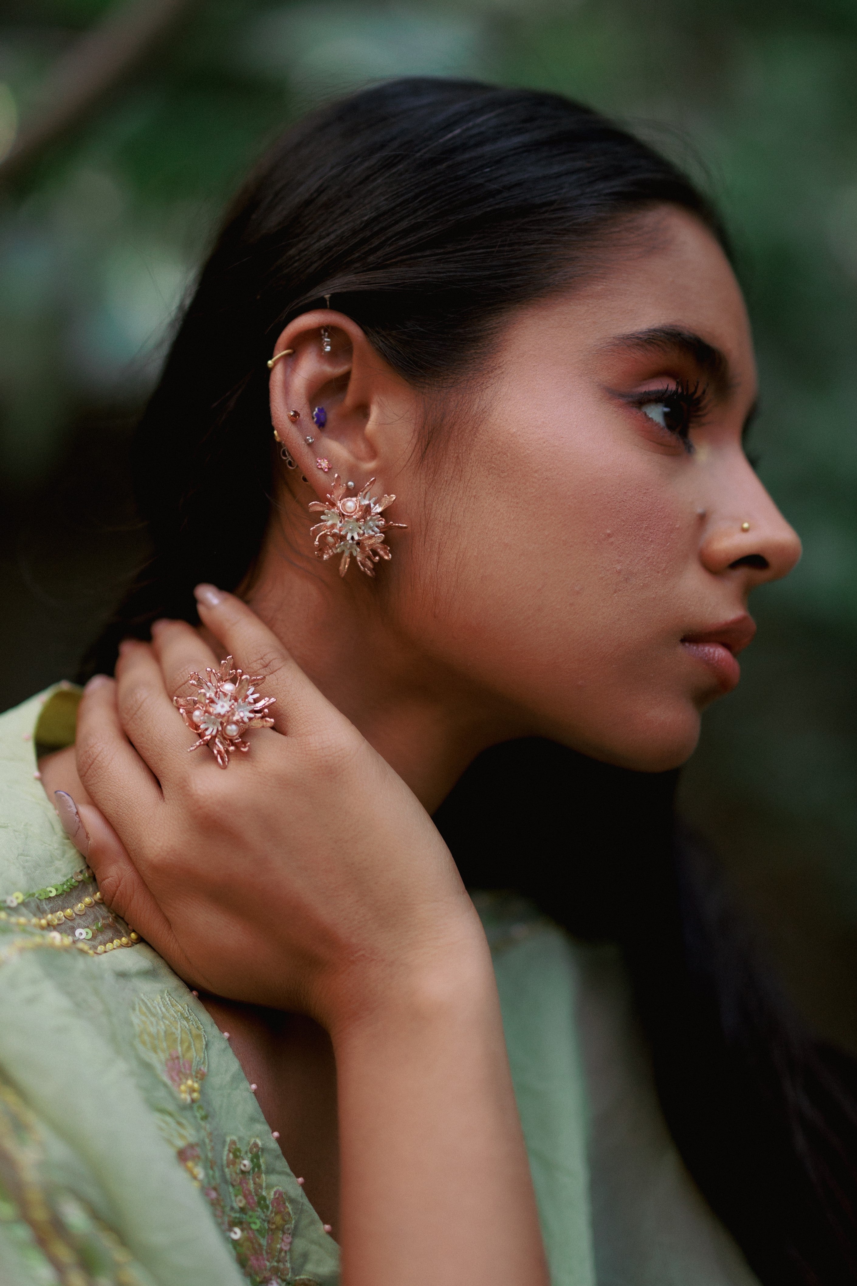 Wild Flower Bouquet Studs Rose Gold